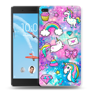 Силиконовый чехол на Lenovo Tab 4 7 Essential с принтом Единороги