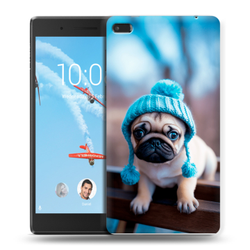 Силиконовый чехол на Lenovo Tab 4 7 Essential с принтом Мопс в шапке