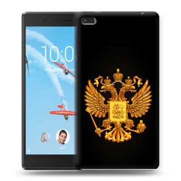 Силиконовый чехол на Lenovo Tab 4 7 Essential с принтом Герб России желтый