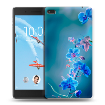 Силиконовый чехол на Lenovo Tab 4 7 Essential с принтом Голубые цветы