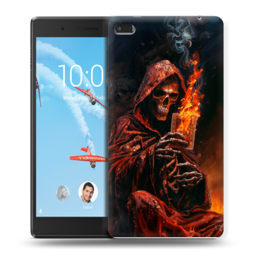 Силиконовый чехол на Lenovo Tab 4 7 Essential с принтом Скелет и карты