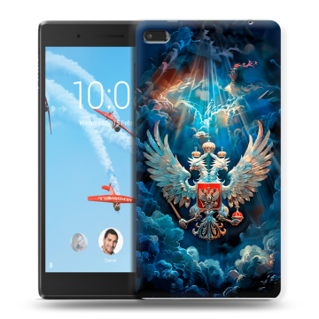 Силиконовый чехол на Lenovo Tab 4 7 Essential с принтом Герб флаг России