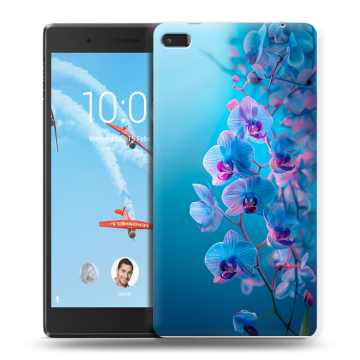 Силиконовый чехол на Lenovo Tab 4 7 Essential с принтом голубые орхидеи