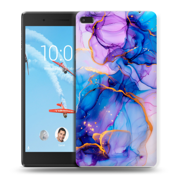 Силиконовый чехол на Lenovo Tab 4 7 Essential с принтом синий мрамор