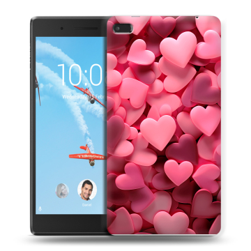 Силиконовый чехол на Lenovo Tab 4 7 Essential с принтом розовые сердечки
