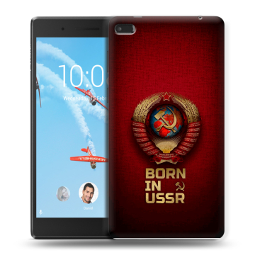Силиконовый чехол на Lenovo Tab 4 7 Essential с принтом Флаг Герб СССР