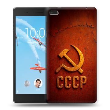 Силиконовый чехол на Lenovo Tab 4 7 Essential с принтом Флаг Герб СССР