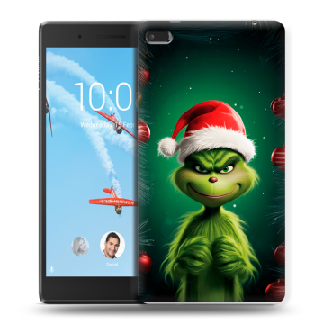 Силиконовый чехол на Lenovo Tab 4 7 Essential с принтом Гринч Новый год Рождество