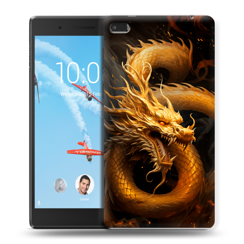 Силиконовый чехол на Lenovo Tab 4 7 Essential с принтом Золотой дракон Силиконовый чехол на Lenovo Tab 4 7 Essential с принтом Золотой дракон