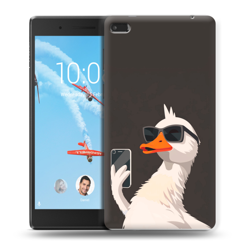 Силиконовый чехол на Lenovo Tab 4 7 Essential с принтом утка в очках Силиконовый чехол на Lenovo Tab 4 7 Essential с принтом утка в очках