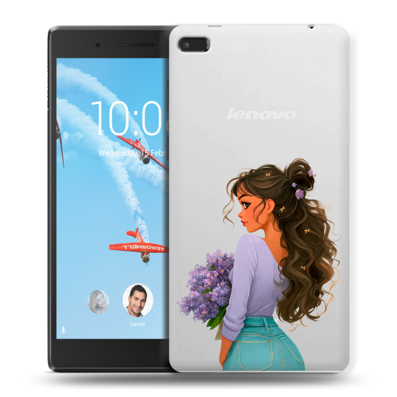 Силиконовый чехол на Lenovo Tab 4 7 Essential с принтом девушка цветы Силиконовый чехол на Lenovo Tab 4 7 Essential с принтом девушка цветы