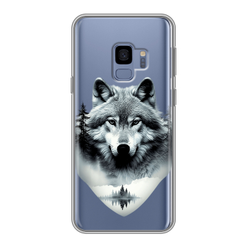 Силиконовый чехол на Samsung Galaxy S9 с принтом Волк в лесу Силиконовый чехол на Samsung Galaxy S9 с принтом Волк в лесу