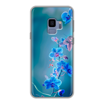 Силиконовый чехол на Samsung Galaxy S9 с принтом Голубые цветы Силиконовый чехол на Samsung Galaxy S9 с принтом Голубые цветы