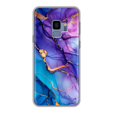 Силиконовый чехол на Samsung Galaxy S9 с принтом синий мрамор Силиконовый чехол на Samsung Galaxy S9 с принтом синий мрамор