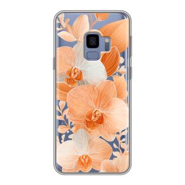Силиконовый чехол на Samsung Galaxy S9 с принтом Бежевые цветы Силиконовый чехол на Samsung Galaxy S9 с принтом Бежевые цветы
