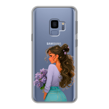 Силиконовый чехол на Samsung Galaxy S9 с принтом девушка цветы Силиконовый чехол на Samsung Galaxy S9 с принтом девушка цветы