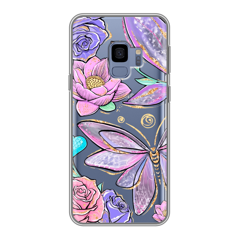 Силиконовый чехол на Samsung Galaxy S9 с принтом Бабочки и цветы Силиконовый чехол на Samsung Galaxy S9 с принтом Бабочки и цветы