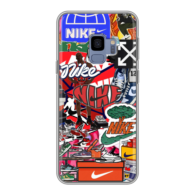 Силиконовый противоударный чехол на Samsung Galaxy S9 с принтом Найк Nike яркий Силиконовый противоударный чехол на Samsung Galaxy S9 с принтом Найк Nike яркий