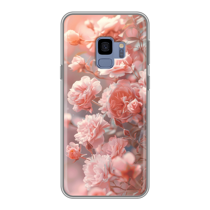 Силиконовый противоударный чехол на Samsung Galaxy S9 с принтом Розовые розы Силиконовый противоударный чехол на Samsung Galaxy S9 с принтом Розовые розы