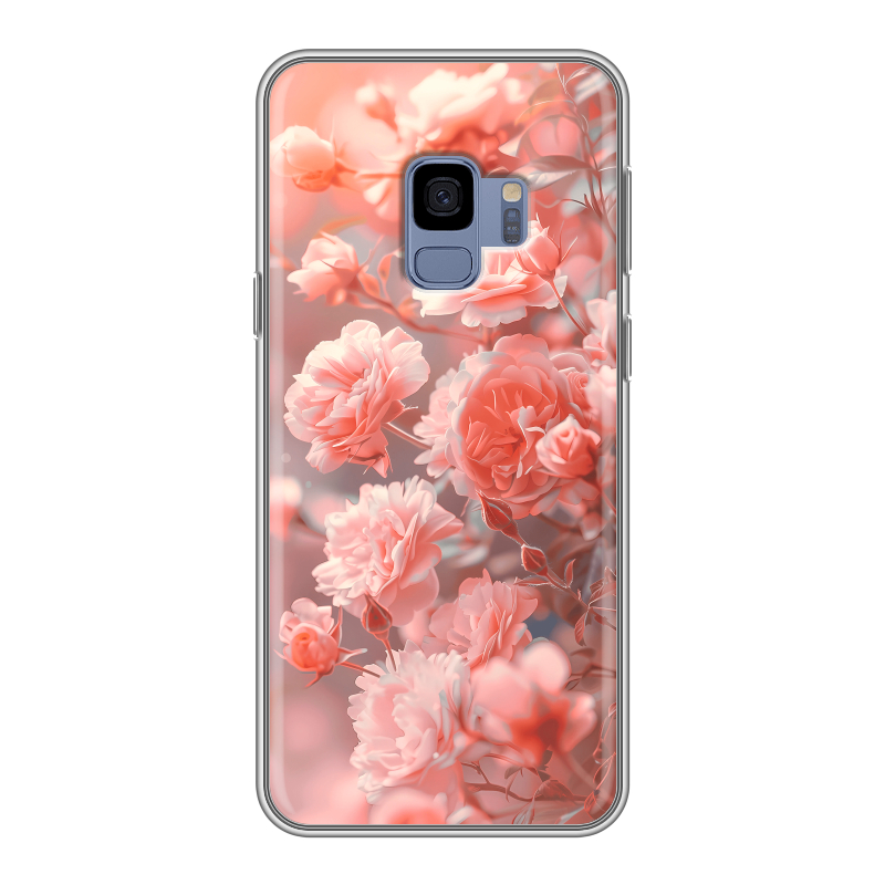 Силиконовый противоударный чехол на Samsung Galaxy S9 с принтом Розы цветы Силиконовый противоударный чехол на Samsung Galaxy S9 с принтом Розы цветы
