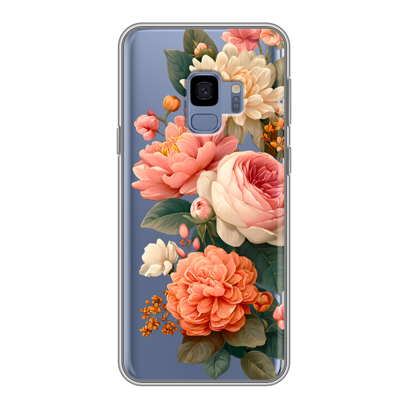 Силиконовый противоударный чехол на Samsung Galaxy S9 с принтом цветы Силиконовый противоударный чехол на Samsung Galaxy S9 с принтом цветы