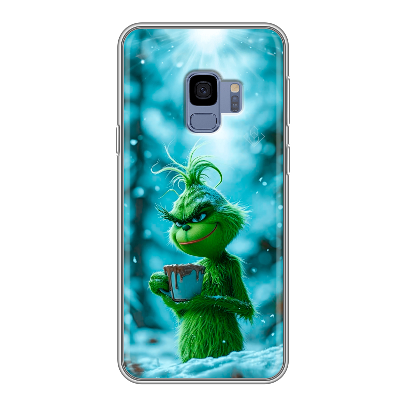 Силиконовый противоударный чехол на Samsung Galaxy S9 с принтом Новый год гринч Силиконовый противоударный чехол на Samsung Galaxy S9 с принтом Новый год гринч