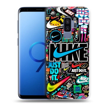 Силиконовый чехол на Samsung Galaxy S9 Plus с принтом найк nike черный