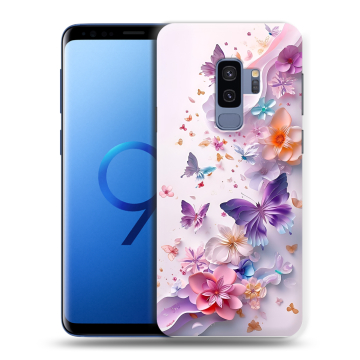 Силиконовый чехол на Samsung Galaxy S9 Plus с принтом цветы бабочки