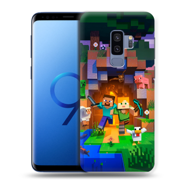 Силиконовый чехол на Samsung Galaxy S9 Plus с принтом Майнкрафт Minecraft