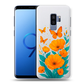 Силиконовый чехол на Samsung Galaxy S9 Plus с принтом цветы бабочки