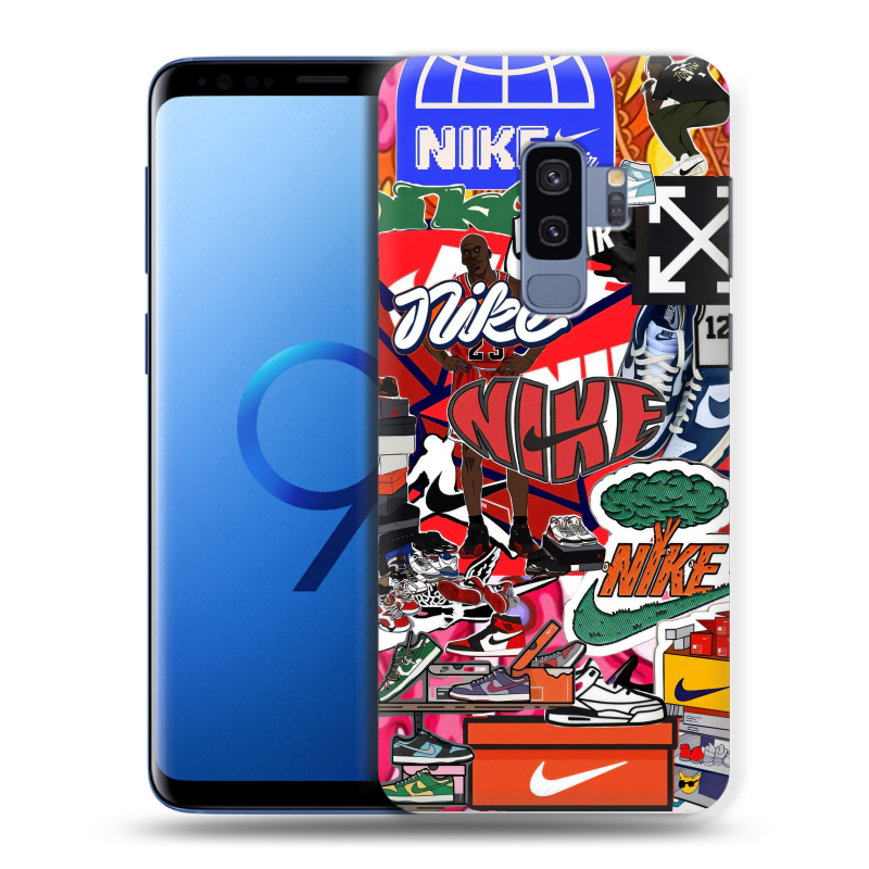 Силиконовый противоударный чехол на Samsung Galaxy S9 Plus с принтом Найк Nike яркий Силиконовый противоударный чехол на Samsung Galaxy S9 Plus с принтом Найк Nike яркий