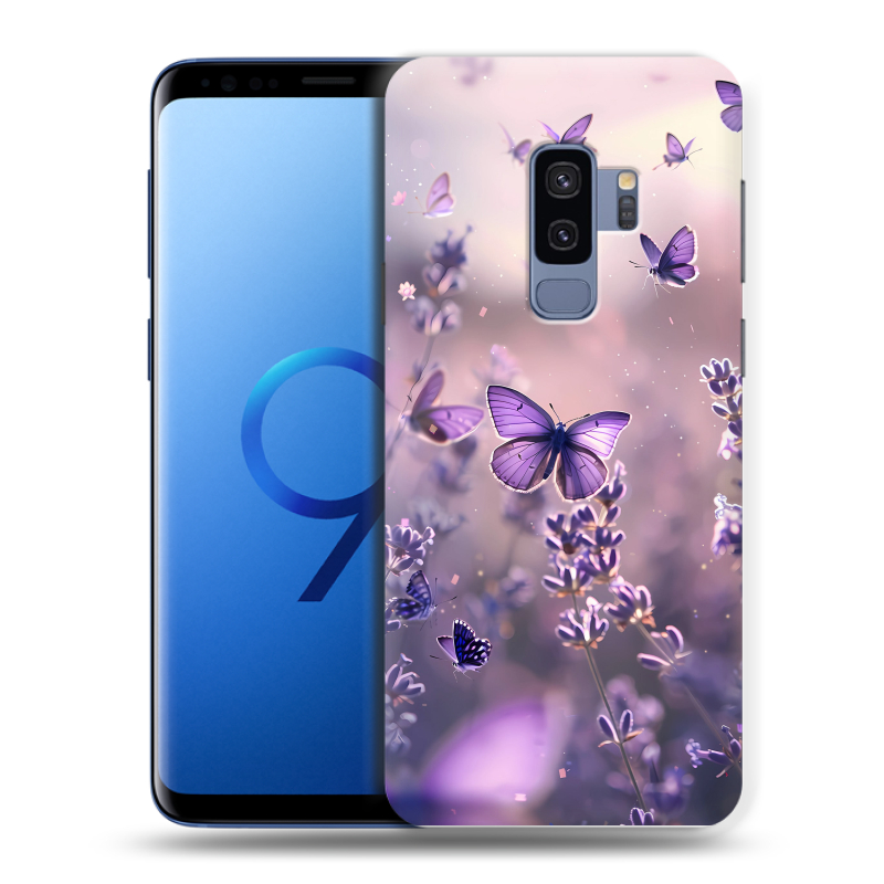 Силиконовый чехол на Samsung Galaxy S9 Plus с принтом бабочки и лаванда Силиконовый чехол на Samsung Galaxy S9 Plus с принтом бабочки и лаванда