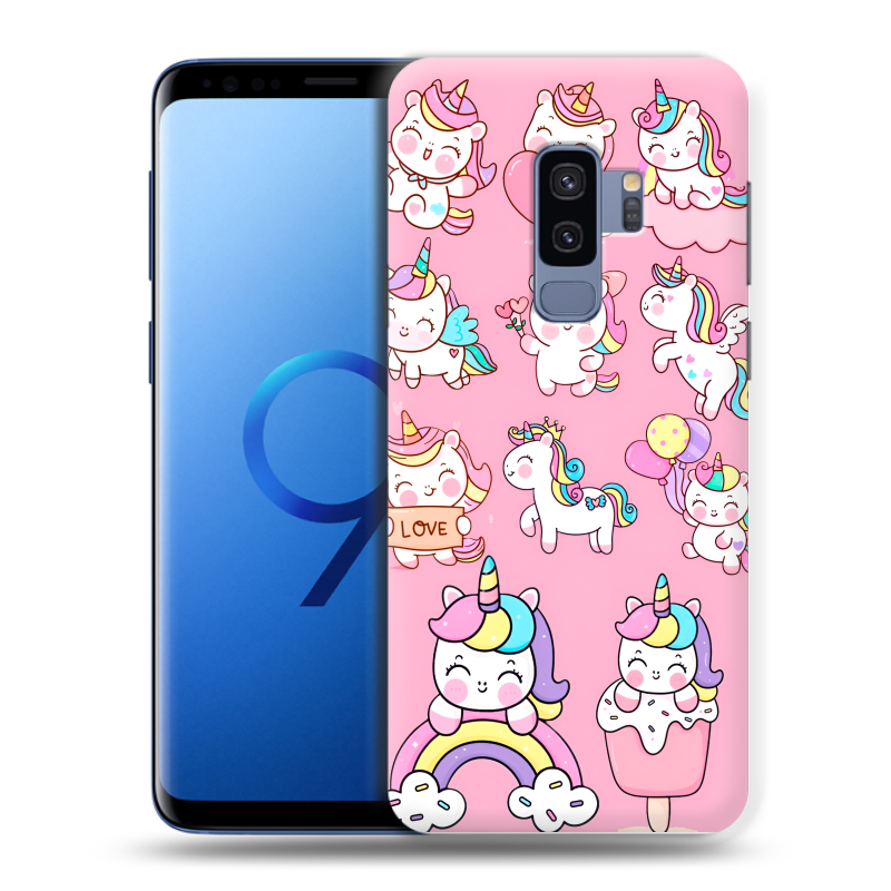 Силиконовый чехол на Samsung Galaxy S9 Plus с принтом Единороги и радуга Силиконовый чехол на Samsung Galaxy S9 Plus с принтом Единороги и радуга