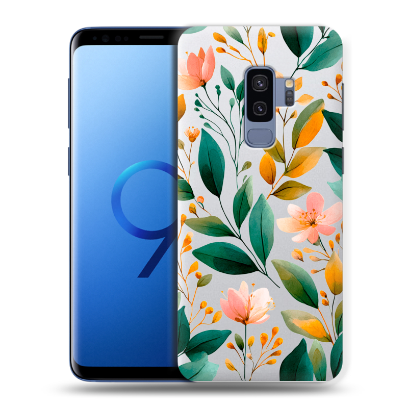 Силиконовый чехол на Samsung Galaxy S9 Plus с принтом Цветы паттерн Силиконовый чехол на Samsung Galaxy S9 Plus с принтом Цветы паттерн