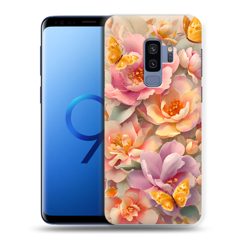 Силиконовый чехол на Samsung Galaxy S9 Plus с принтом Цветы и бабочки Силиконовый чехол на Samsung Galaxy S9 Plus с принтом Цветы и бабочки