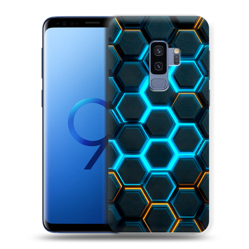 Силиконовый противоударный чехол на Samsung Galaxy S9 Plus с принтом Неоновые соты Силиконовый противоударный чехол на Samsung Galaxy S9 Plus с принтом Неоновые соты