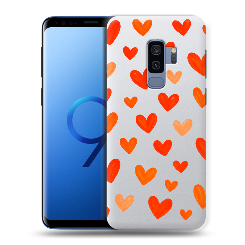 Силиконовый противоударный чехол на Samsung Galaxy S9 Plus с принтом Сердечки Силиконовый противоударный чехол на Samsung Galaxy S9 Plus с принтом Сердечки
