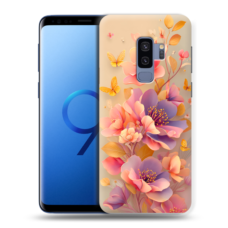 Силиконовый чехол на Samsung Galaxy S9 Plus с принтом Цветы и бабочки Силиконовый чехол на Samsung Galaxy S9 Plus с принтом Цветы и бабочки