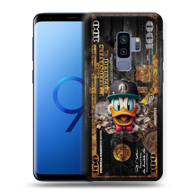 Силиконовый противоударный чехол на Samsung Galaxy S9 Plus с принтом Дональд Дак Доллар Силиконовый противоударный чехол на Samsung Galaxy S9 Plus с принтом Дональд Дак Доллар