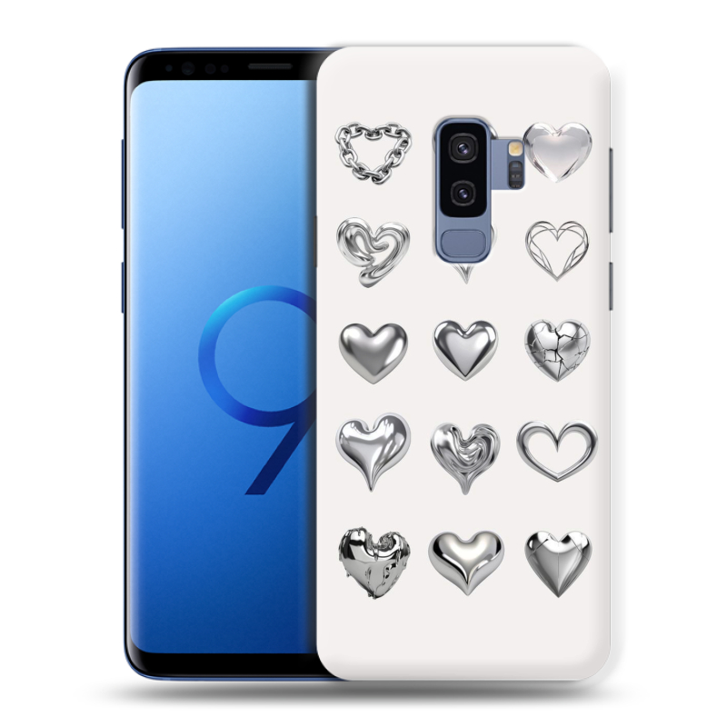 Силиконовый чехол на Samsung Galaxy S9 Plus с принтом Y2K сердечки Силиконовый чехол на Samsung Galaxy S9 Plus с принтом Y2K сердечки