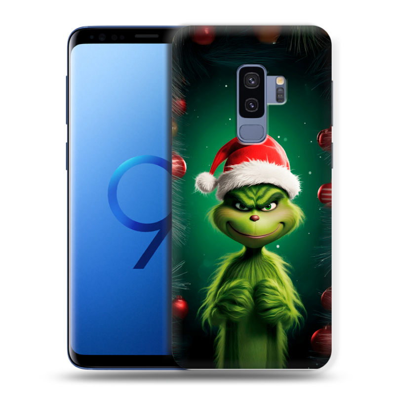 Силиконовый противоударный чехол на Samsung Galaxy S9 Plus с принтом Гринч Новый год Рождество Силиконовый противоударный чехол на Samsung Galaxy S9 Plus с принтом Гринч Новый год Рождество
