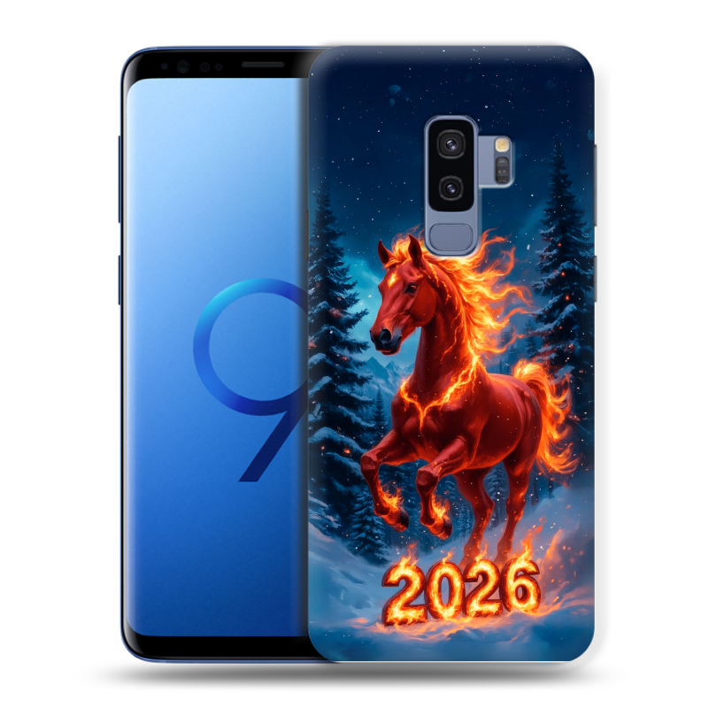 Силиконовый чехол на Samsung Galaxy S9 Plus с принтом Новый год коня Силиконовый чехол на Samsung Galaxy S9 Plus с принтом Новый год коня