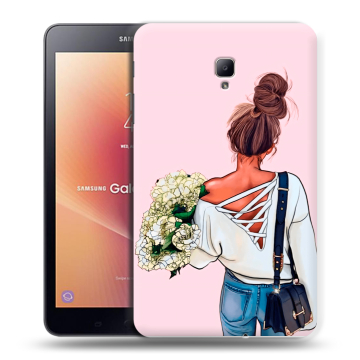 Силиконовый чехол на планшета Samsung Galaxy Tab A 8.0 (2017) с принтом Девушка и букет Силиконовый чехол на планшета Samsung Galaxy Tab A 8.0 (2017) с принтом Девушка и букет