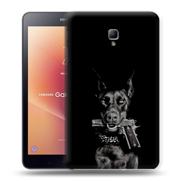 Силиконовый чехол на планшета Samsung Galaxy Tab A 8.0 (2017) с принтом Доберман и пистолет Силиконовый чехол на планшета Samsung Galaxy Tab A 8.0 (2017) с принтом Доберман и пистолет