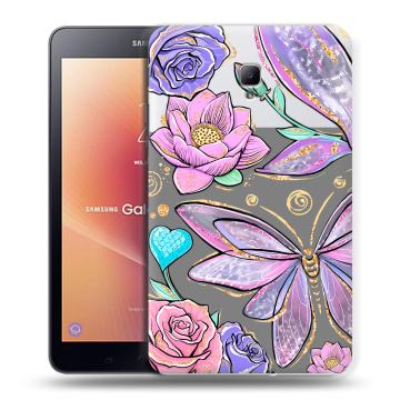 Силиконовый чехол на Samsung Galaxy Tab A 8.0 (2017) с принтом Бабочки и цветы