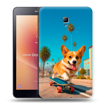 Силиконовый чехол на Samsung Galaxy Tab A 8.0 (2017) с принтом Корги на скейте Силиконовый чехол на Samsung Galaxy Tab A 8.0 (2017) с принтом Корги на скейте