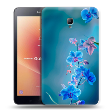 Силиконовый чехол на Samsung Galaxy Tab A 8.0 (2017) с принтом Голубые цветы Силиконовый чехол на Samsung Galaxy Tab A 8.0 (2017) с принтом Голубые цветы