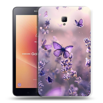 Силиконовый чехол на Samsung Galaxy Tab A 8.0 (2017) с принтом бабочки и лаванда Силиконовый чехол на Samsung Galaxy Tab A 8.0 (2017) с принтом бабочки и лаванда