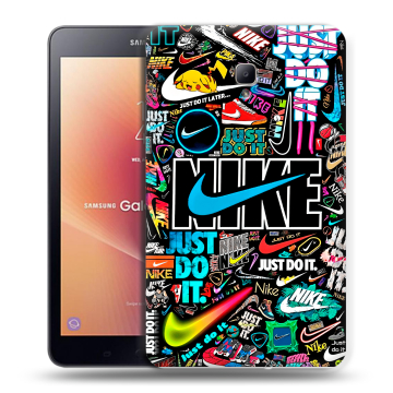 Силиконовый чехол на Samsung Galaxy Tab A 8.0 (2017) с принтом найк nike черный