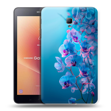 Силиконовый чехол на Samsung Galaxy Tab A 8.0 (2017) с принтом голубые орхидеи